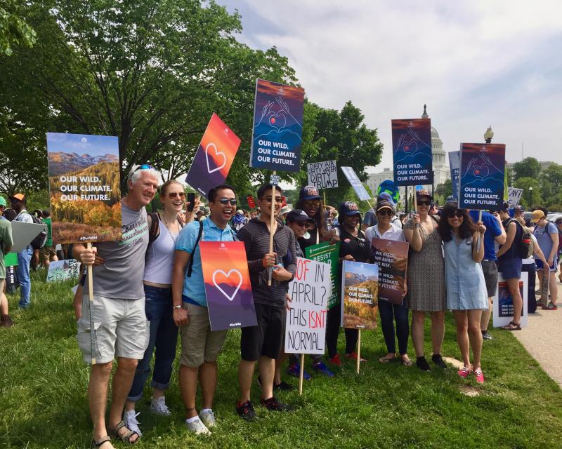 Marchers rally at the Climate March in Washington, D.C.