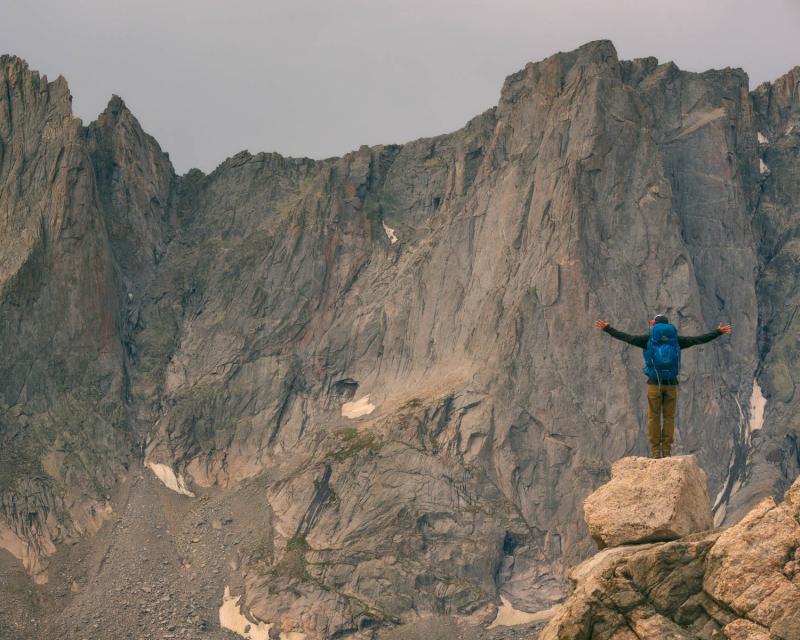 Hiker in Popo Agie Wilderness, Wyoming.