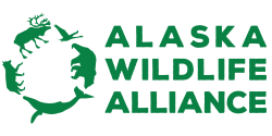 Green outline of animals forming a circle with words "Alaska Wildlife Alliance"