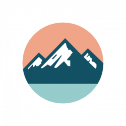 Illustration of mountains with the words "Northern Alaska Environmental Center Logo" surrounding image